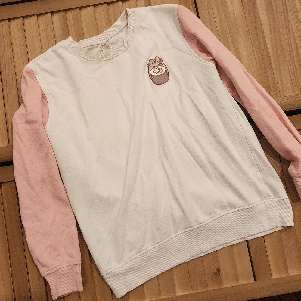 Pusheen Pink White Sushi Long Sleeve Sweater Warm